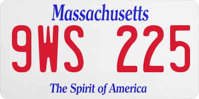 MA license plate 9WS225