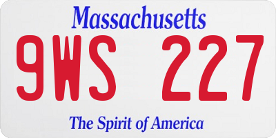 MA license plate 9WS227