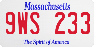 MA license plate 9WS233