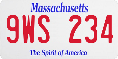 MA license plate 9WS234