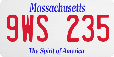 MA license plate 9WS235