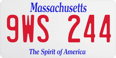 MA license plate 9WS244