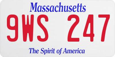 MA license plate 9WS247