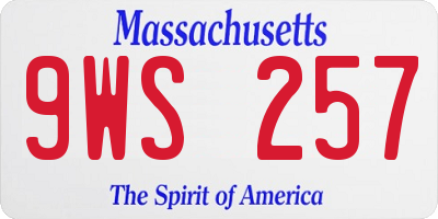 MA license plate 9WS257