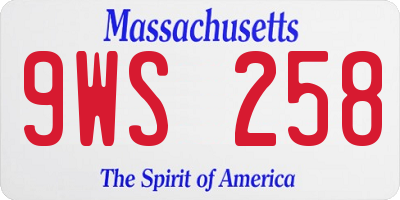 MA license plate 9WS258