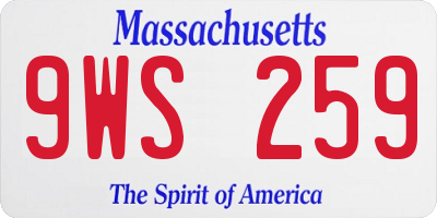 MA license plate 9WS259