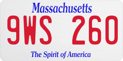 MA license plate 9WS260