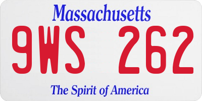 MA license plate 9WS262