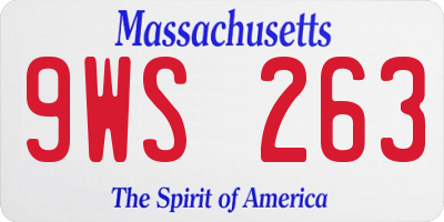 MA license plate 9WS263