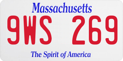 MA license plate 9WS269