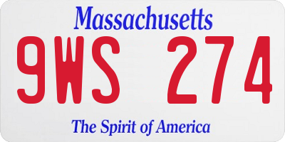 MA license plate 9WS274