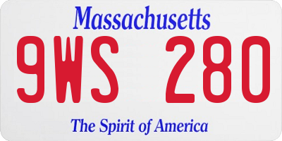 MA license plate 9WS280