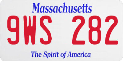 MA license plate 9WS282