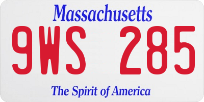 MA license plate 9WS285