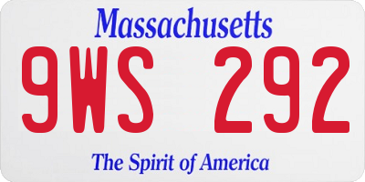 MA license plate 9WS292
