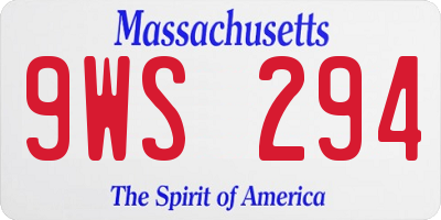 MA license plate 9WS294