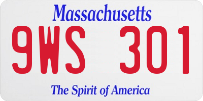 MA license plate 9WS301