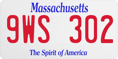 MA license plate 9WS302
