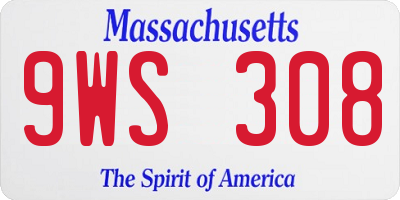 MA license plate 9WS308