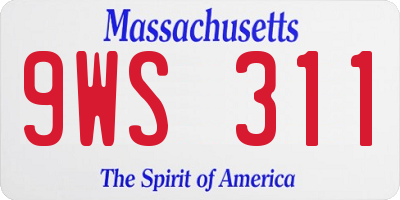 MA license plate 9WS311