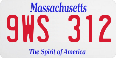 MA license plate 9WS312