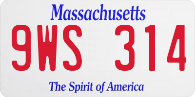 MA license plate 9WS314