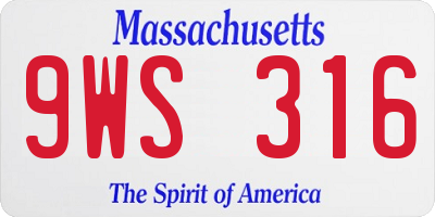 MA license plate 9WS316