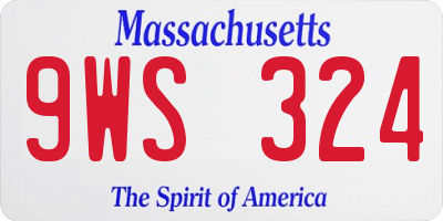 MA license plate 9WS324