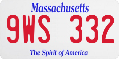 MA license plate 9WS332