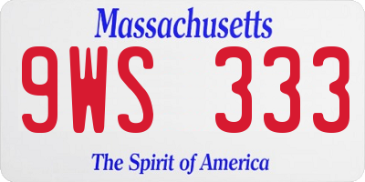 MA license plate 9WS333