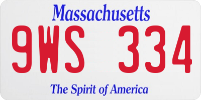 MA license plate 9WS334