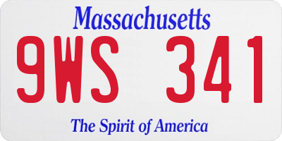 MA license plate 9WS341
