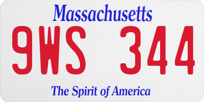 MA license plate 9WS344
