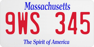 MA license plate 9WS345