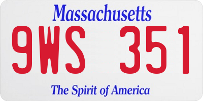 MA license plate 9WS351