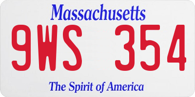 MA license plate 9WS354