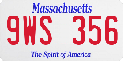 MA license plate 9WS356