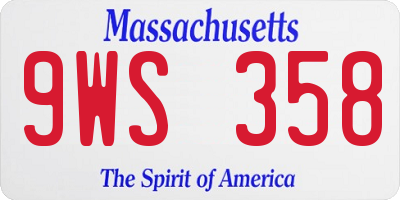 MA license plate 9WS358