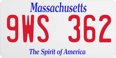 MA license plate 9WS362