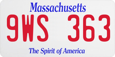 MA license plate 9WS363