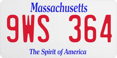 MA license plate 9WS364