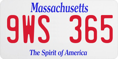 MA license plate 9WS365