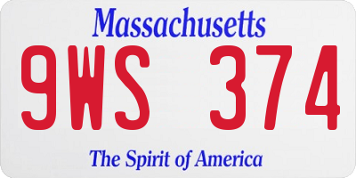 MA license plate 9WS374