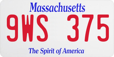 MA license plate 9WS375