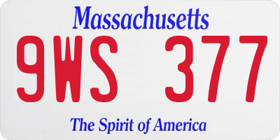 MA license plate 9WS377