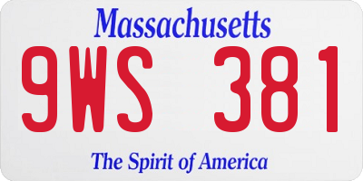 MA license plate 9WS381