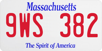 MA license plate 9WS382