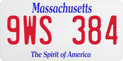 MA license plate 9WS384