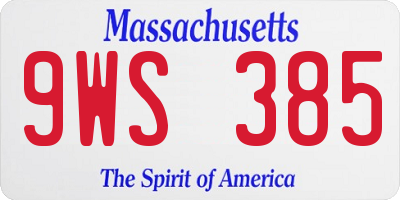 MA license plate 9WS385
