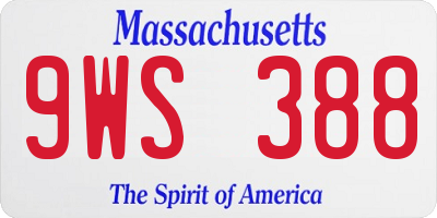 MA license plate 9WS388
